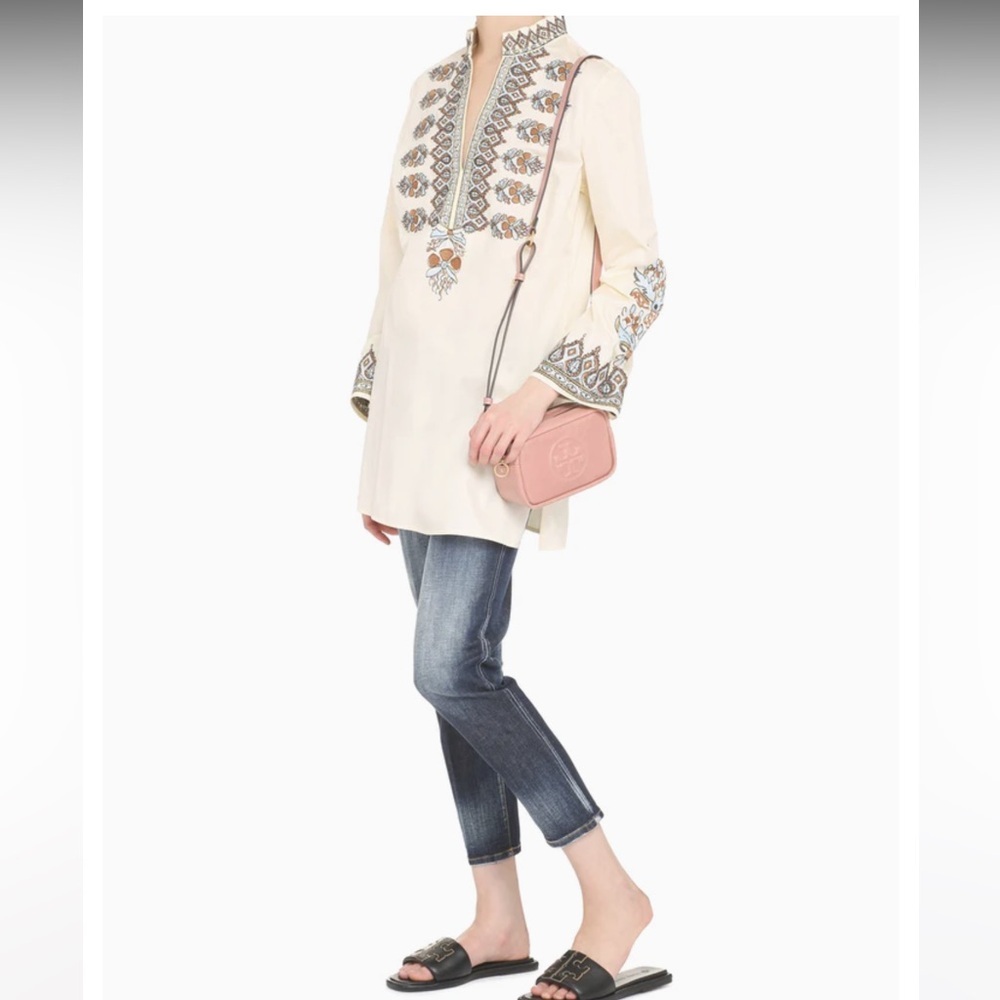 Tory Burch Cream Tunic with Brown and Blue Embroidery - Picture 3 of 12